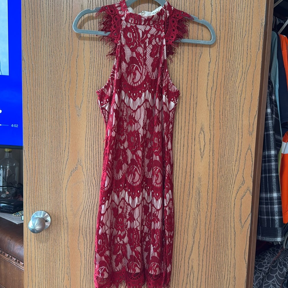 Red lace dress
